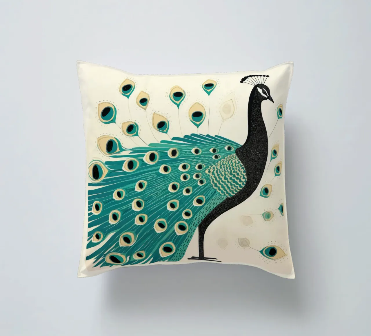 Pavone verde Pavone 2 cuscino da Minimal Animal Art