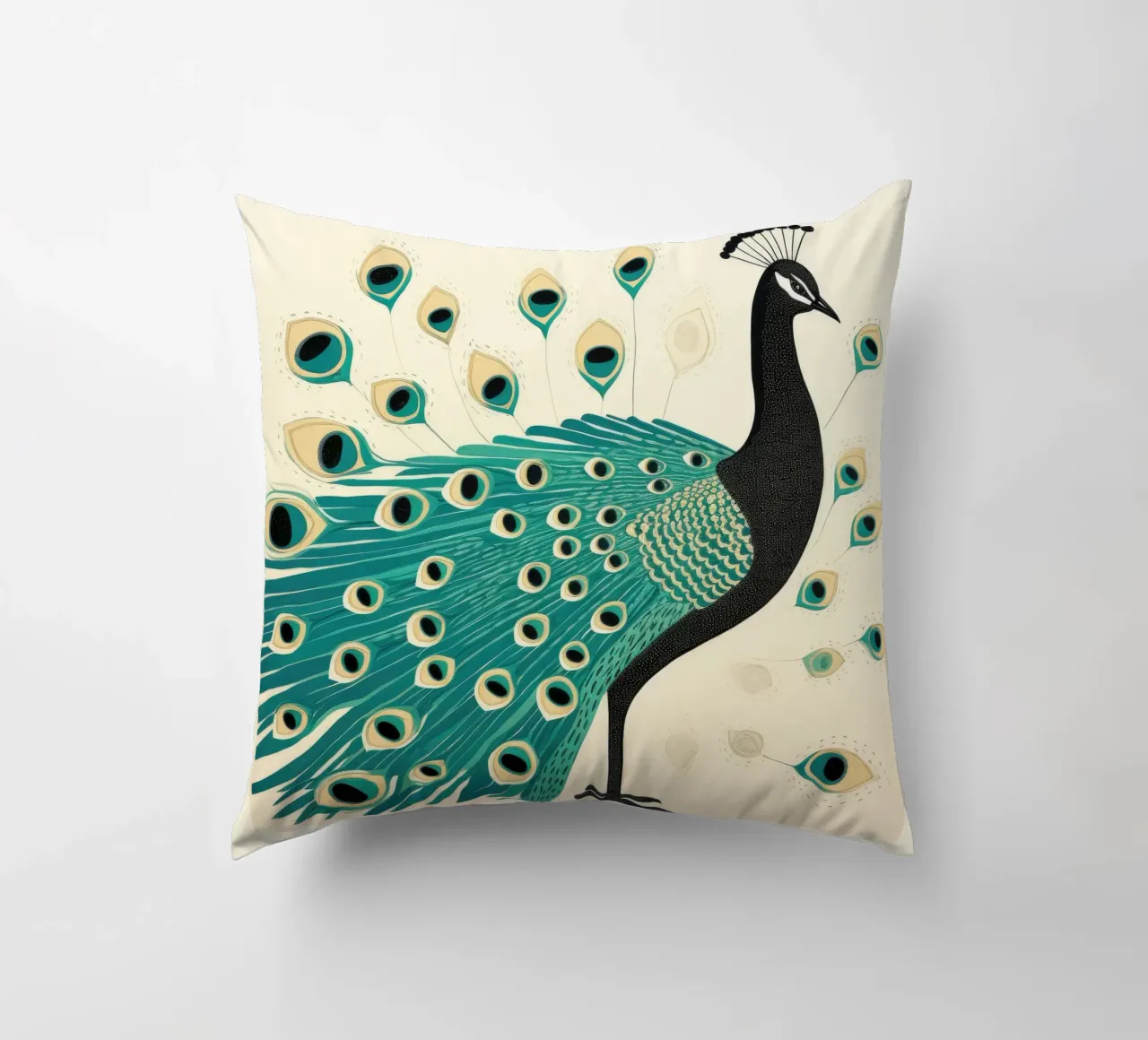 Pavone verde Pavone 2 cuscino da Minimal Animal Art
