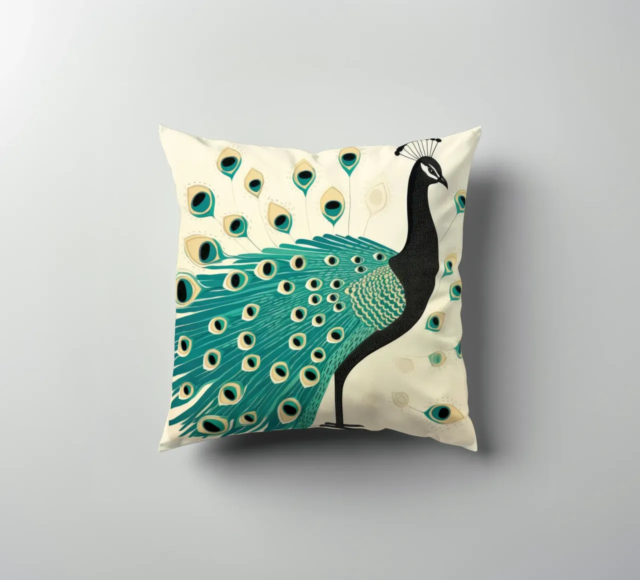 Pavone verde Pavone 2 cuscino da Minimal Animal Art