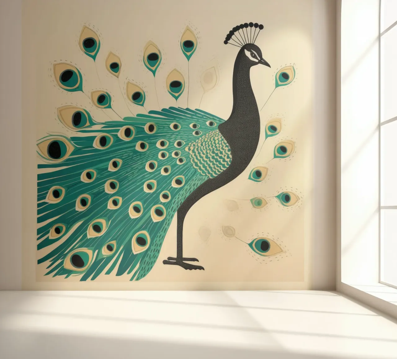 Paon vert Paon 2 papier peint photo de Minimal Animal Art