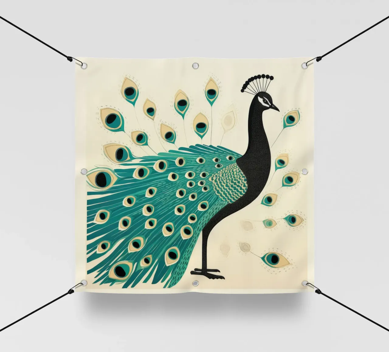 Pavone verde Pavone 2 telo in pvc da Minimal Animal Art