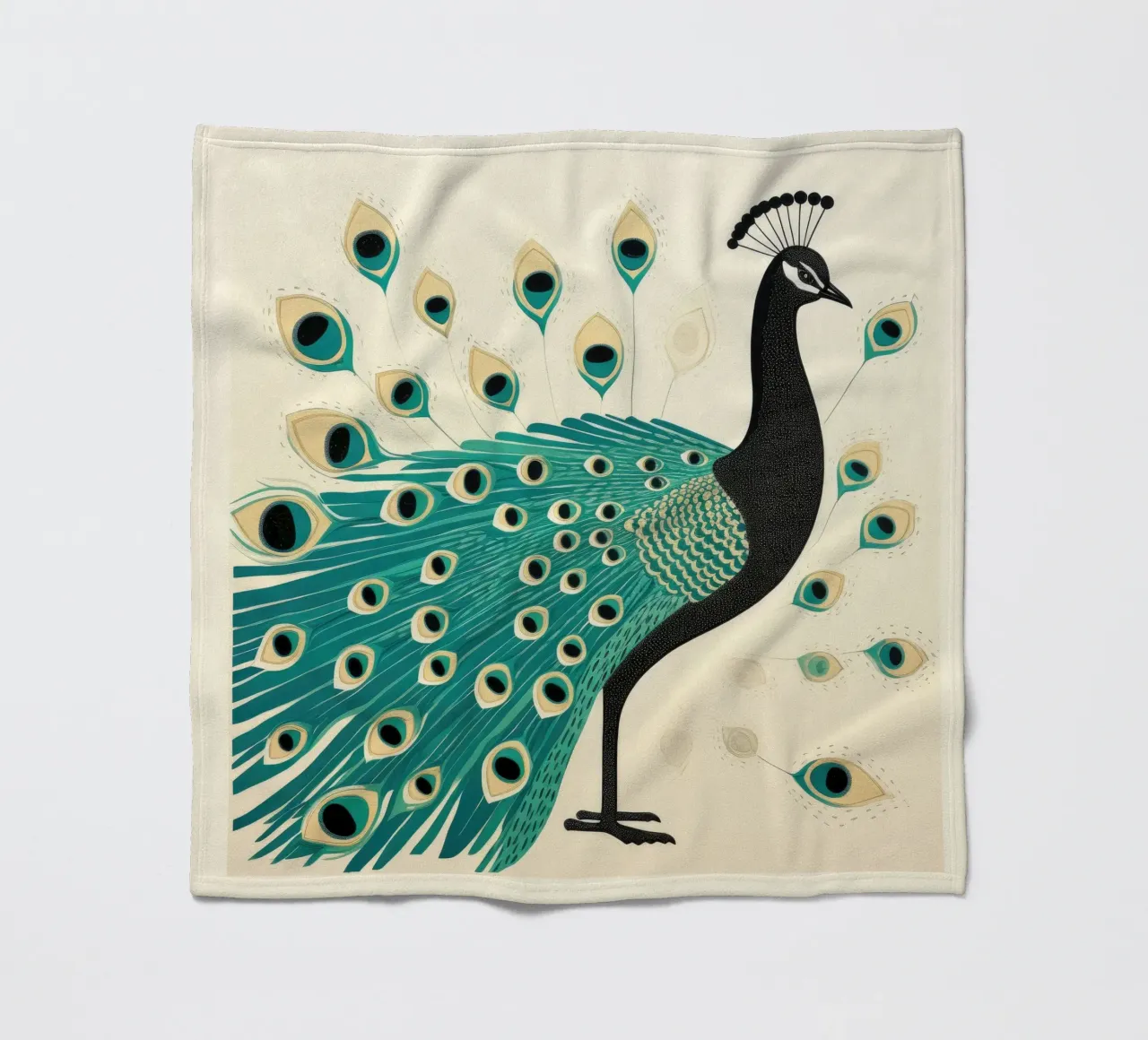 Pavone verde Pavone 2 coperta in pile da Minimal Animal Art