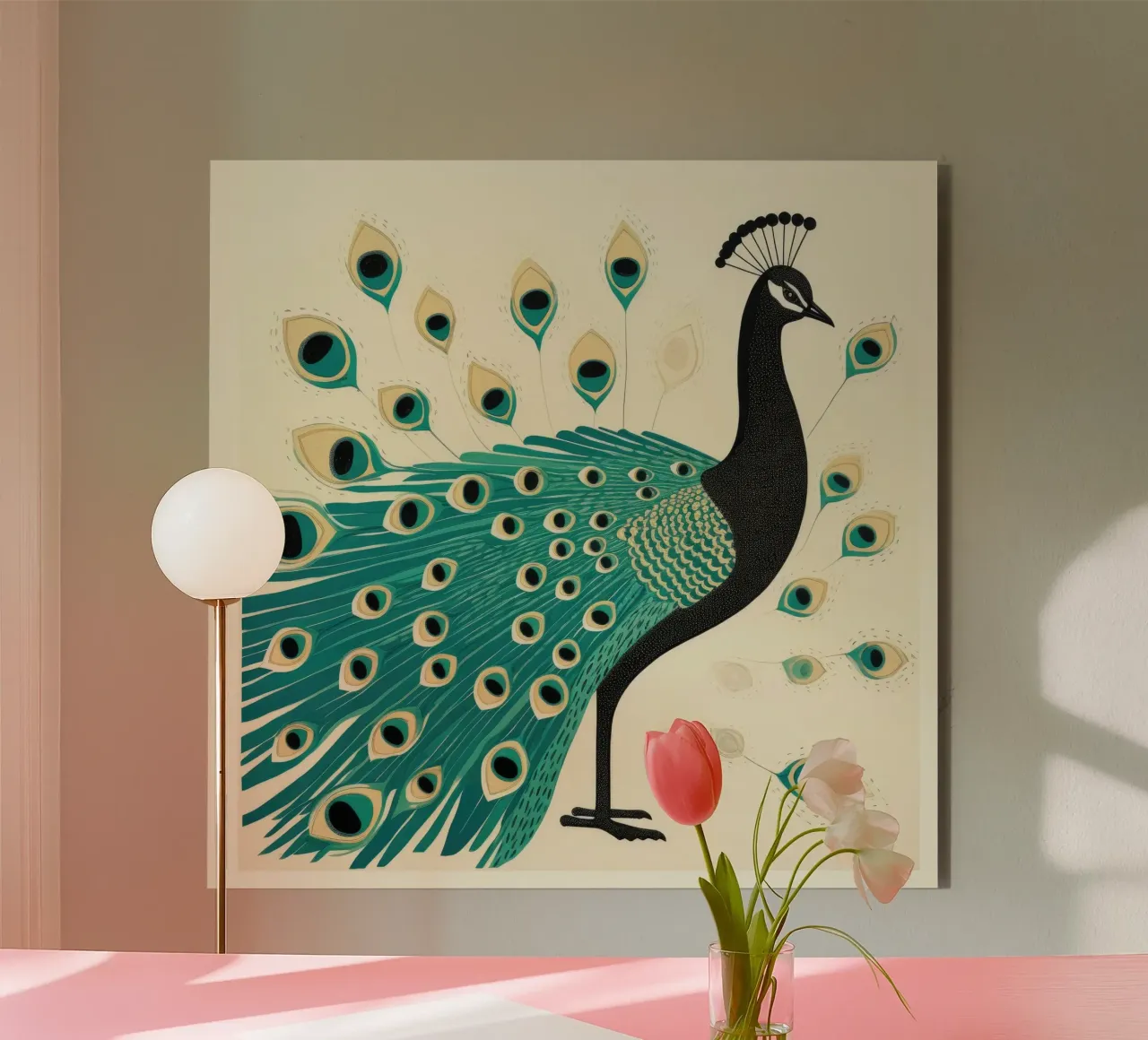 Pavone verde Pavone 2 alluminio dibond da Minimal Animal Art