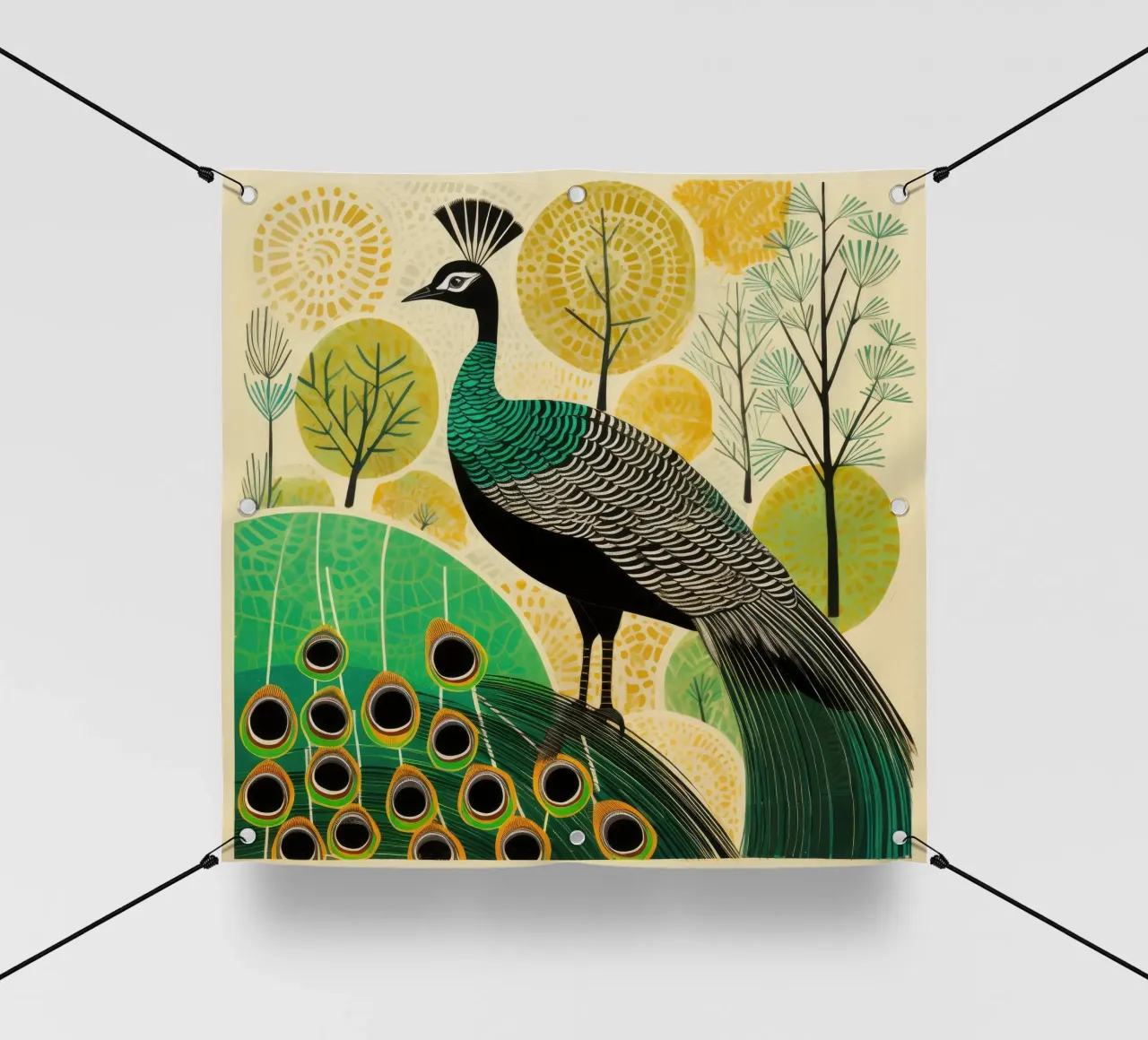 Pavone verde Pavone 3 telo in pvc da Minimal Animal Art