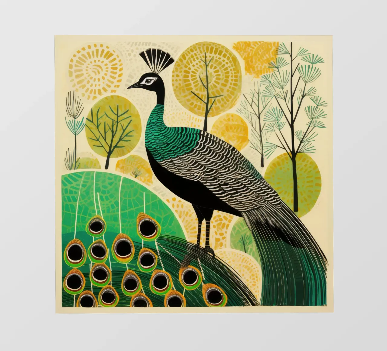Pavone verde Pavone 3 telo in pvc da Minimal Animal Art