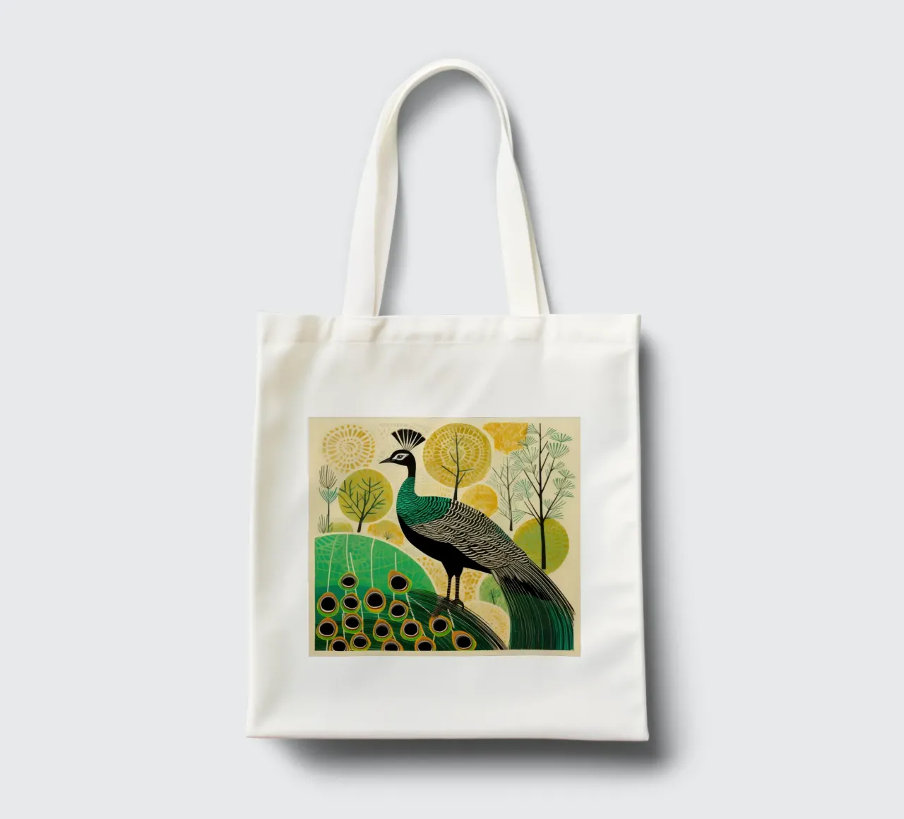 Grüner Pfau Pfau 3 Jutebeutel von Minimal Animal Art