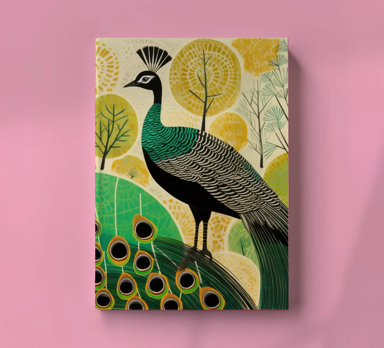 Grüner Pfau Pfau 3 Notizbuch von Minimal Animal Art