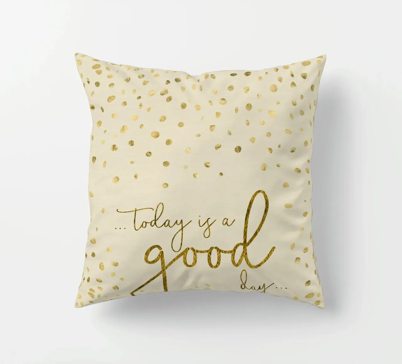 TODAY IS A GOOD DAY | glittering gold decorative cushion by Melanie Viola