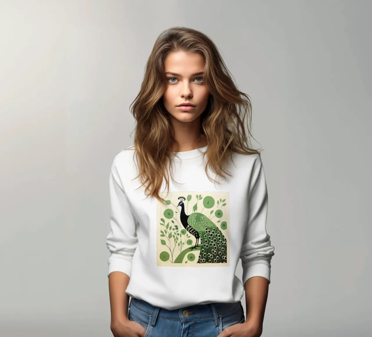 Pavone verde Pavone felpa da Minimal Animal Art