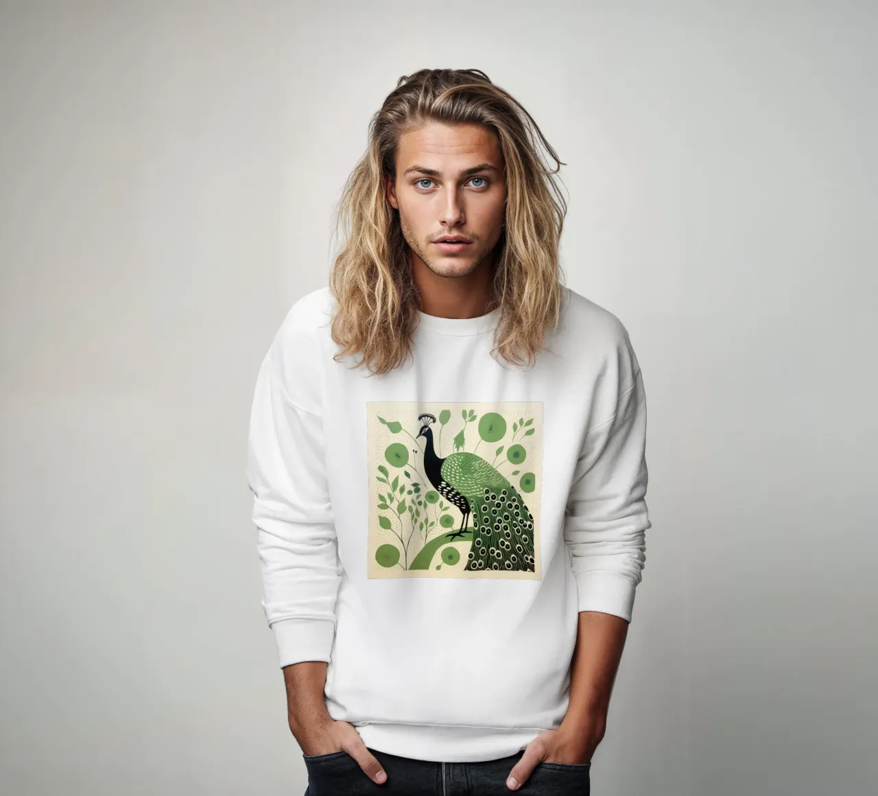 Pavone verde Pavone felpa da Minimal Animal Art