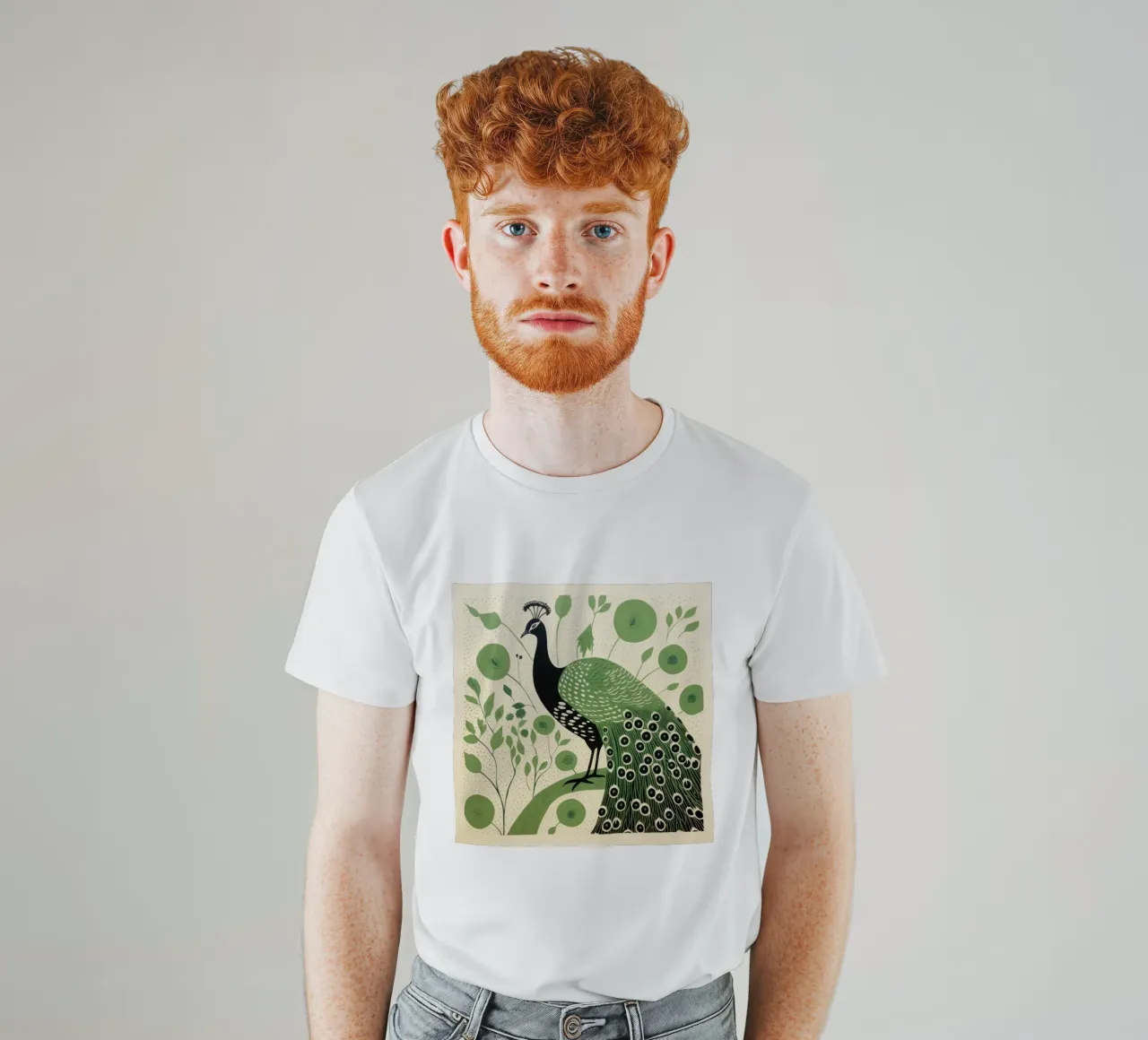 Pavone verde Pavone 4 t-shirt da Minimal Animal Art
