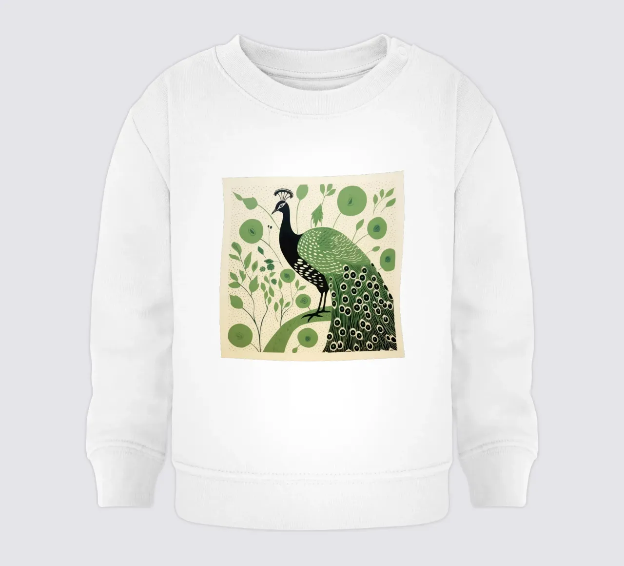 Pavone verde Pavone 4 felpa neonato da Minimal Animal Art