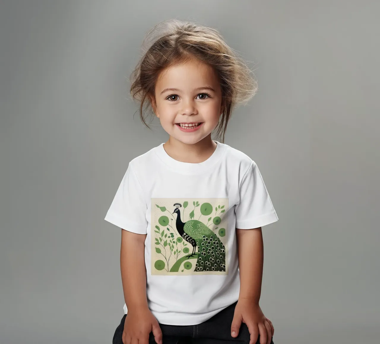 Paon vert Paon 4 t-shirt enfant de Minimal Animal Art