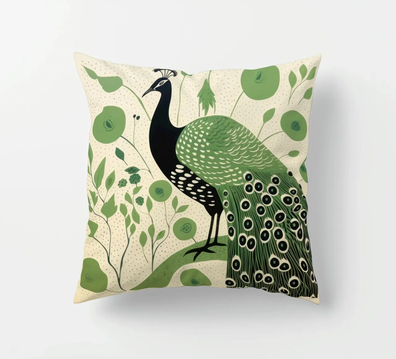 Pavone verde Pavone 4 cuscino da Minimal Animal Art