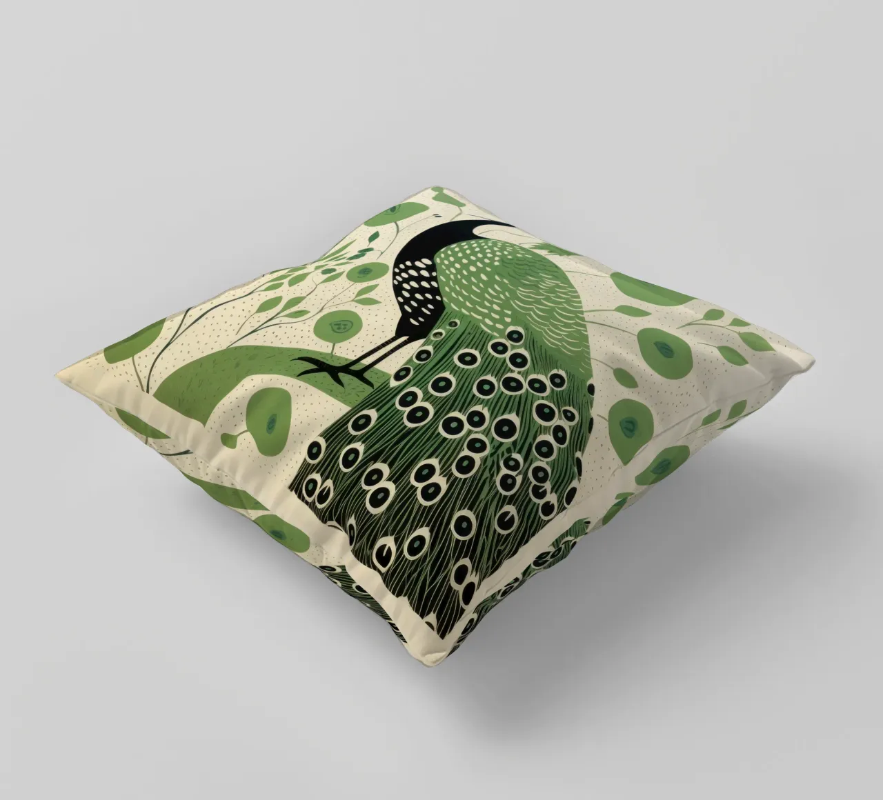 Pavone verde Pavone 4 cuscino da Minimal Animal Art