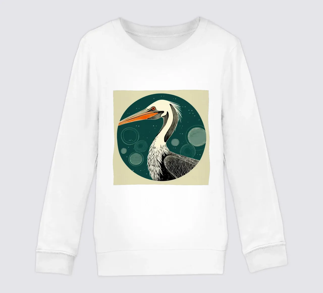 Pellicano verde 1 felpa bambino da Minimal Animal Art