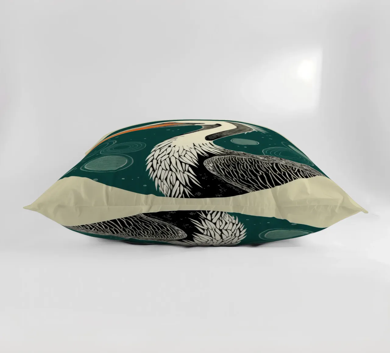 Pellicano verde 1 cuscino da Minimal Animal Art