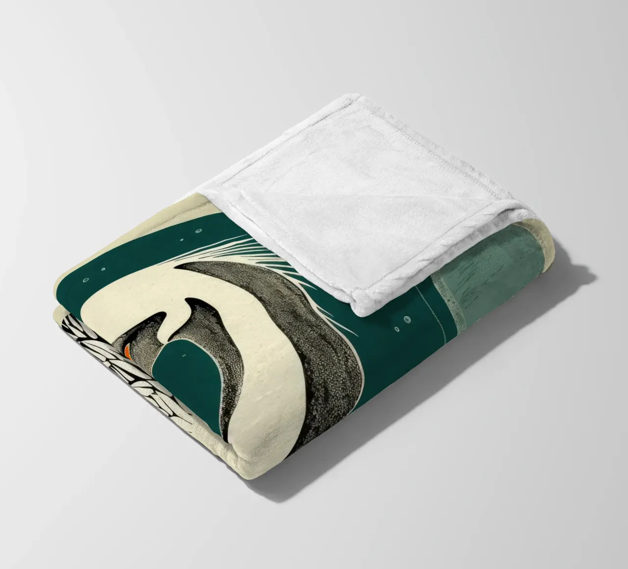 Pellicano verde 1 coperta in pile da Minimal Animal Art
