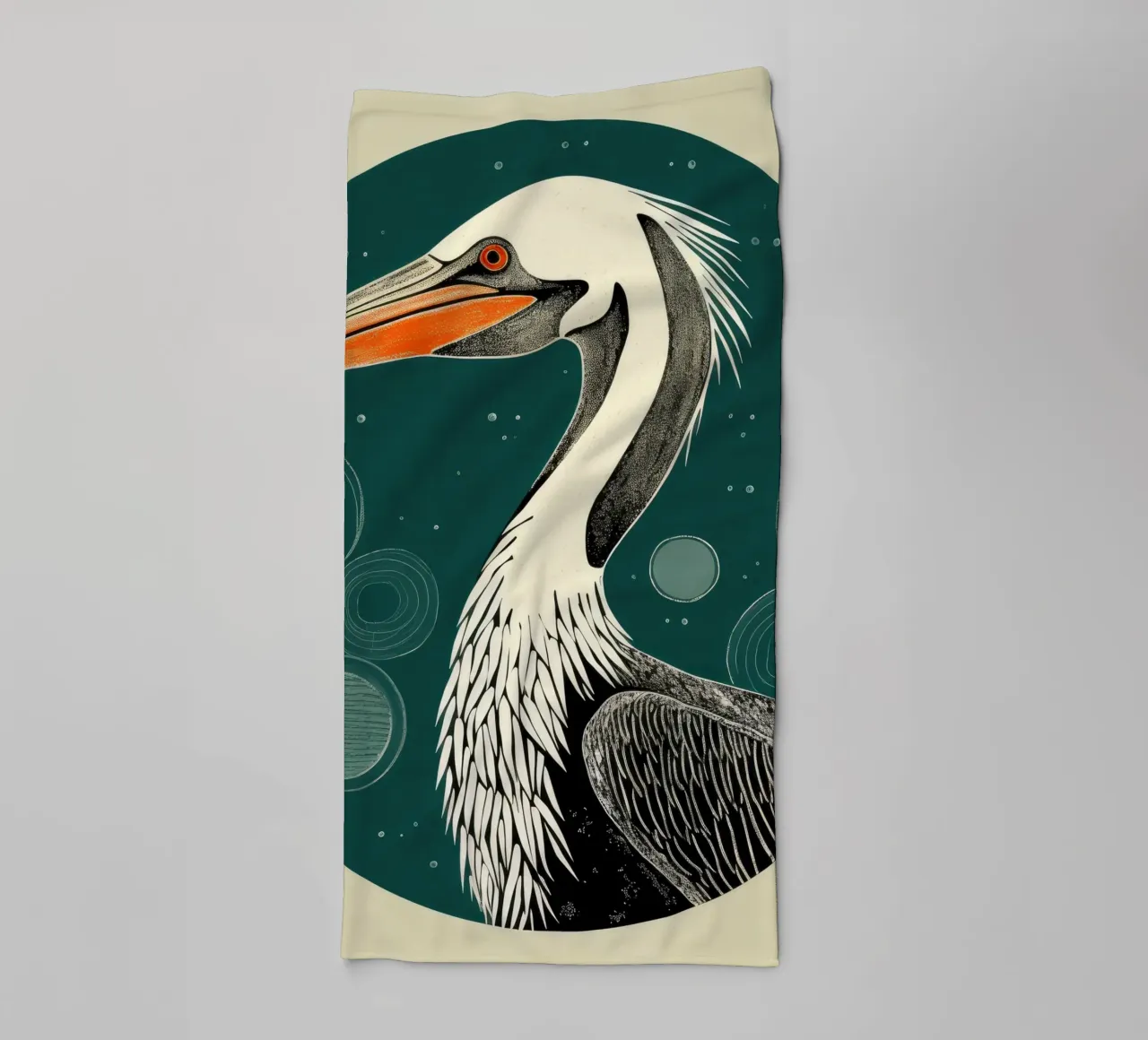 Green Pelican 1 towel by Minimal Animal Art