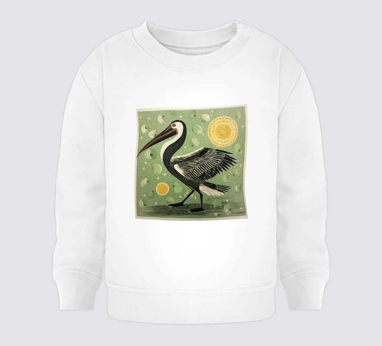 Pellicano verde 2 felpa neonato da Minimal Animal Art