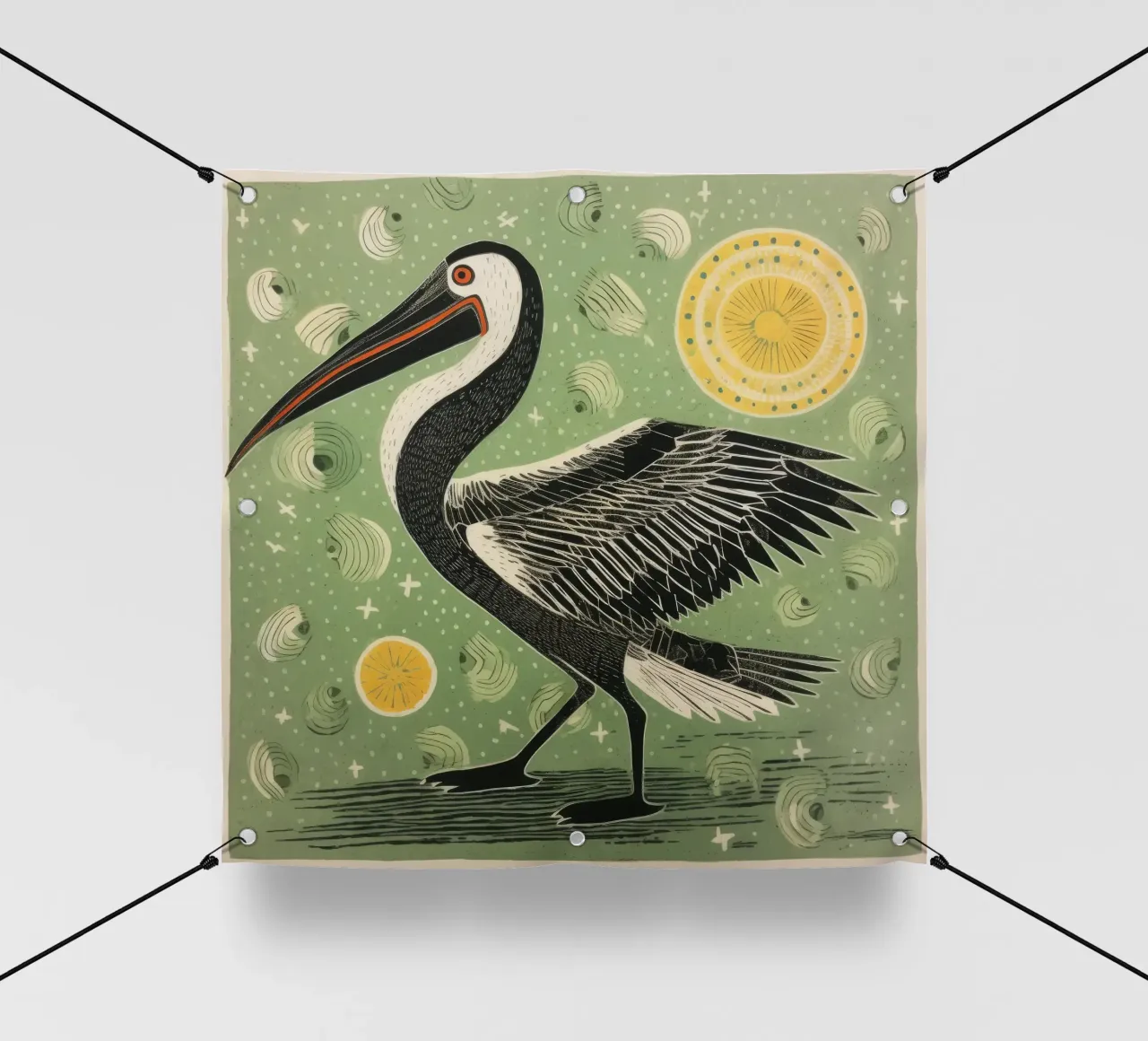 Pellicano verde 2 telo in pvc da Minimal Animal Art
