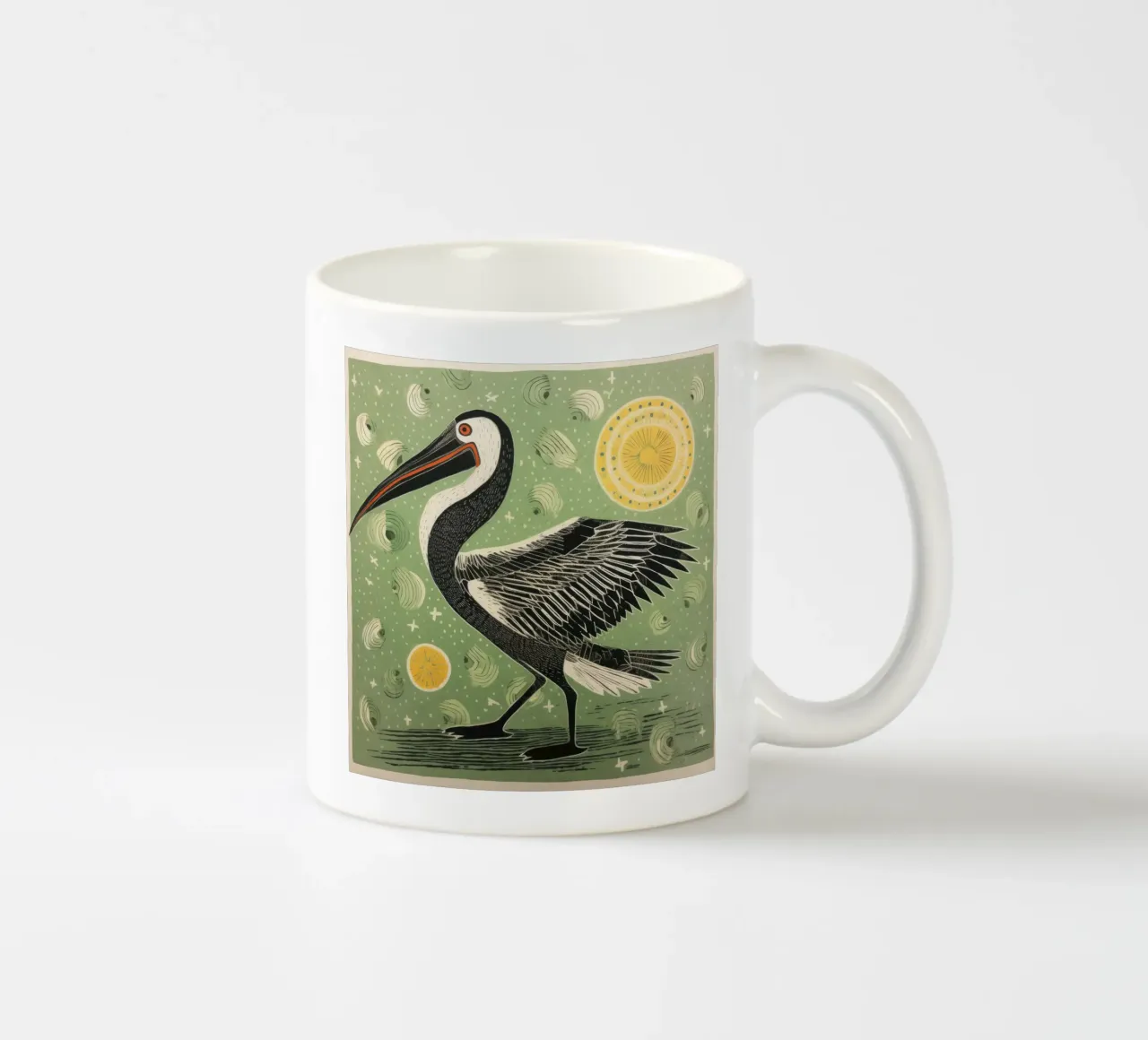 Pellicano verde 2 tazza in ceramica da Minimal Animal Art