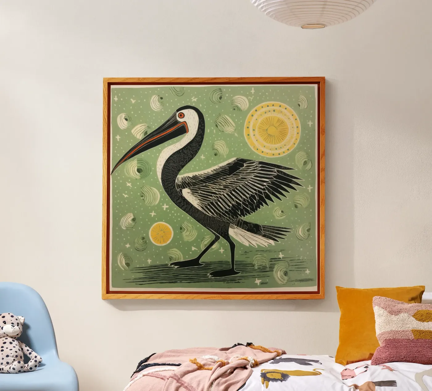 Green Pelican acrylic glass by Minimal Animal Art