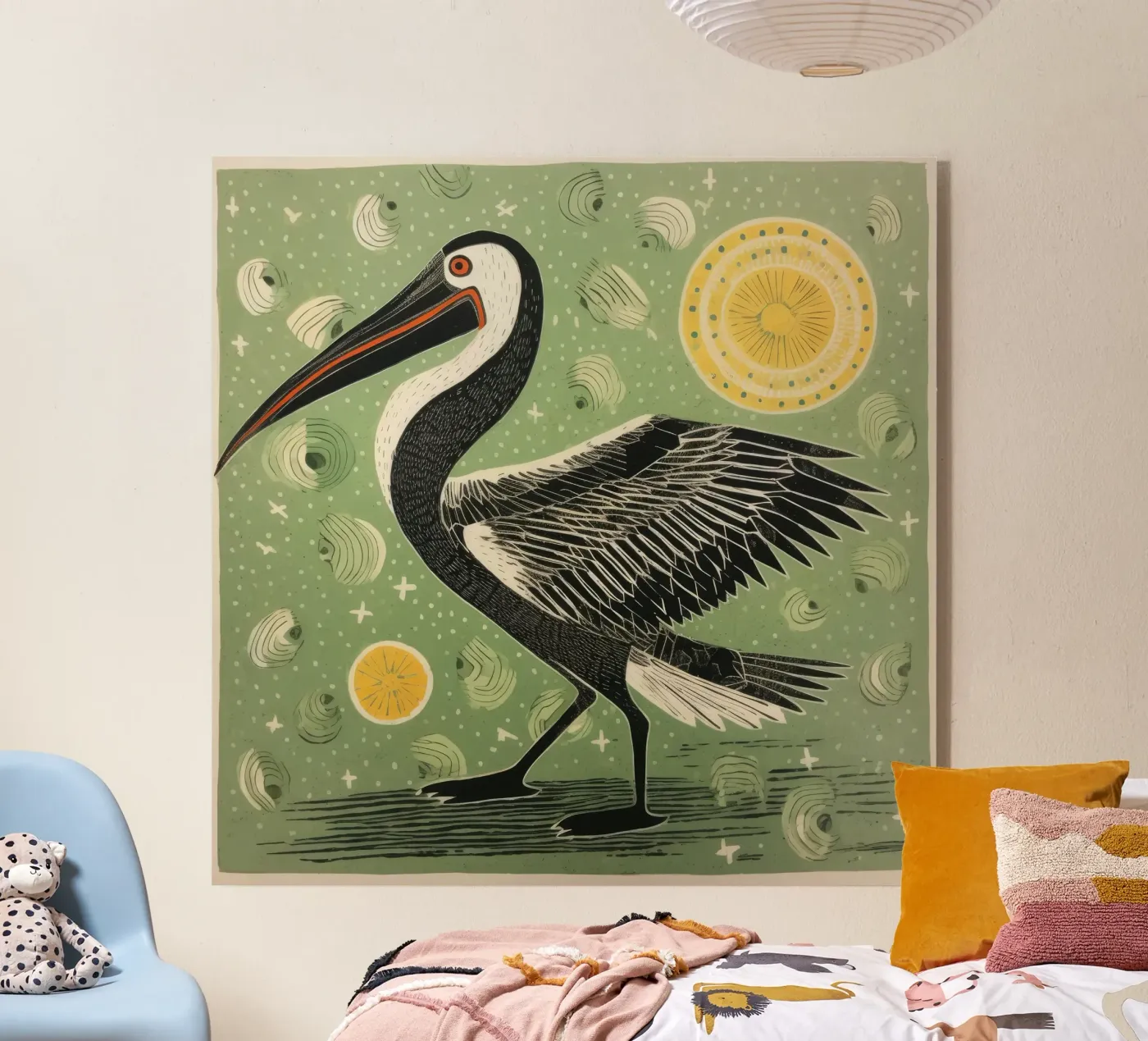 Green Pelican acrylic glass by Minimal Animal Art