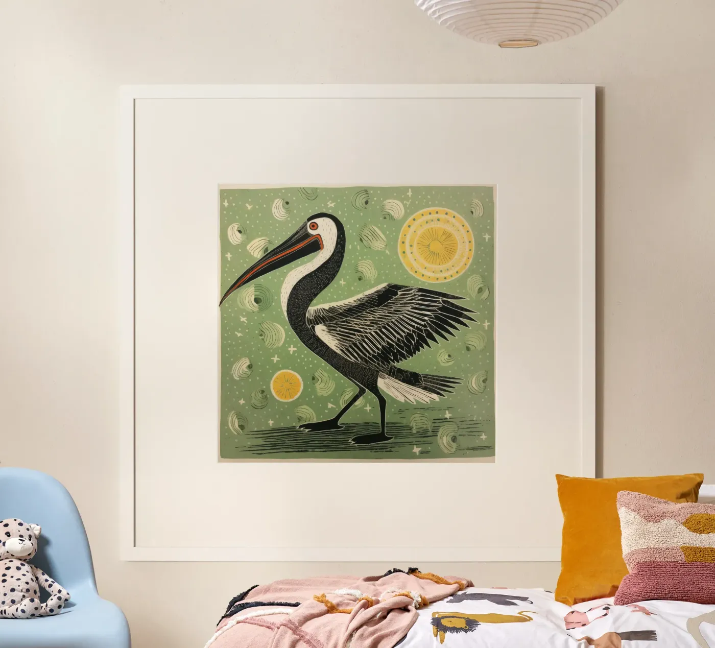 Green Pelican poster by Minimal Animal Art