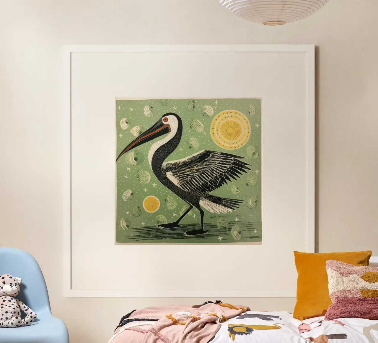 Pellicano verde poster da Minimal Animal Art