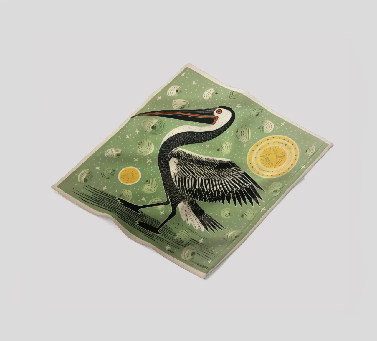 Pellicano verde 2 coperta in pile da Minimal Animal Art