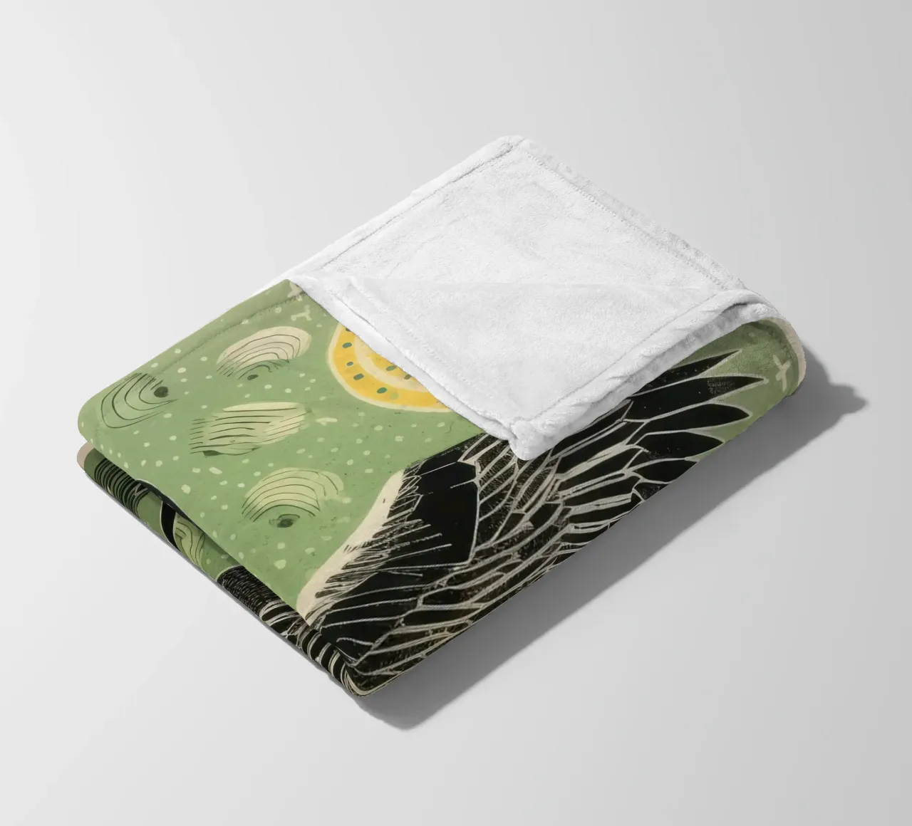 Pellicano verde 2 coperta in pile da Minimal Animal Art