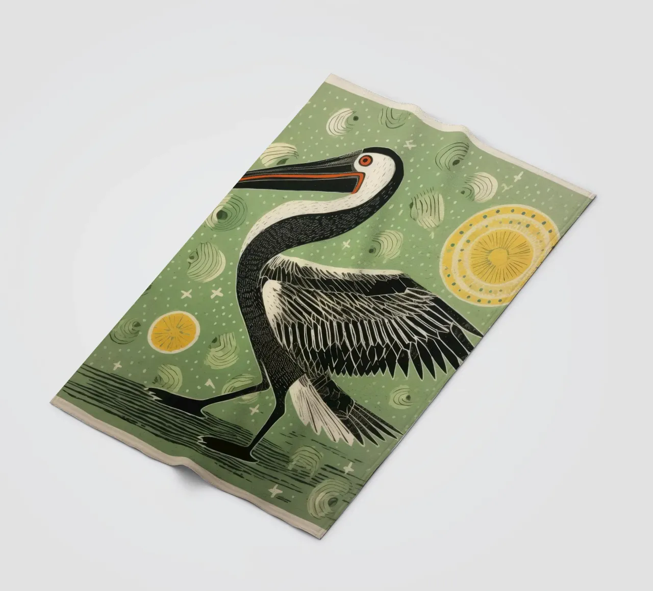 Pellicano verde 2 coperta in pile da Minimal Animal Art