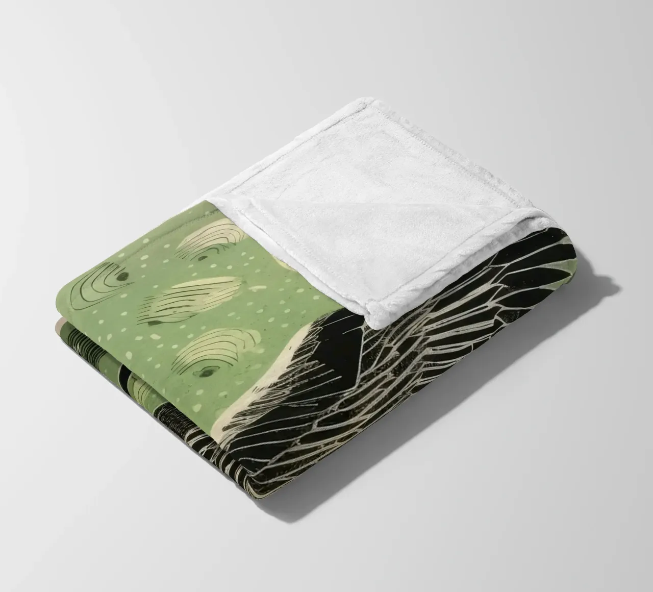 Pellicano verde 2 coperta in pile da Minimal Animal Art