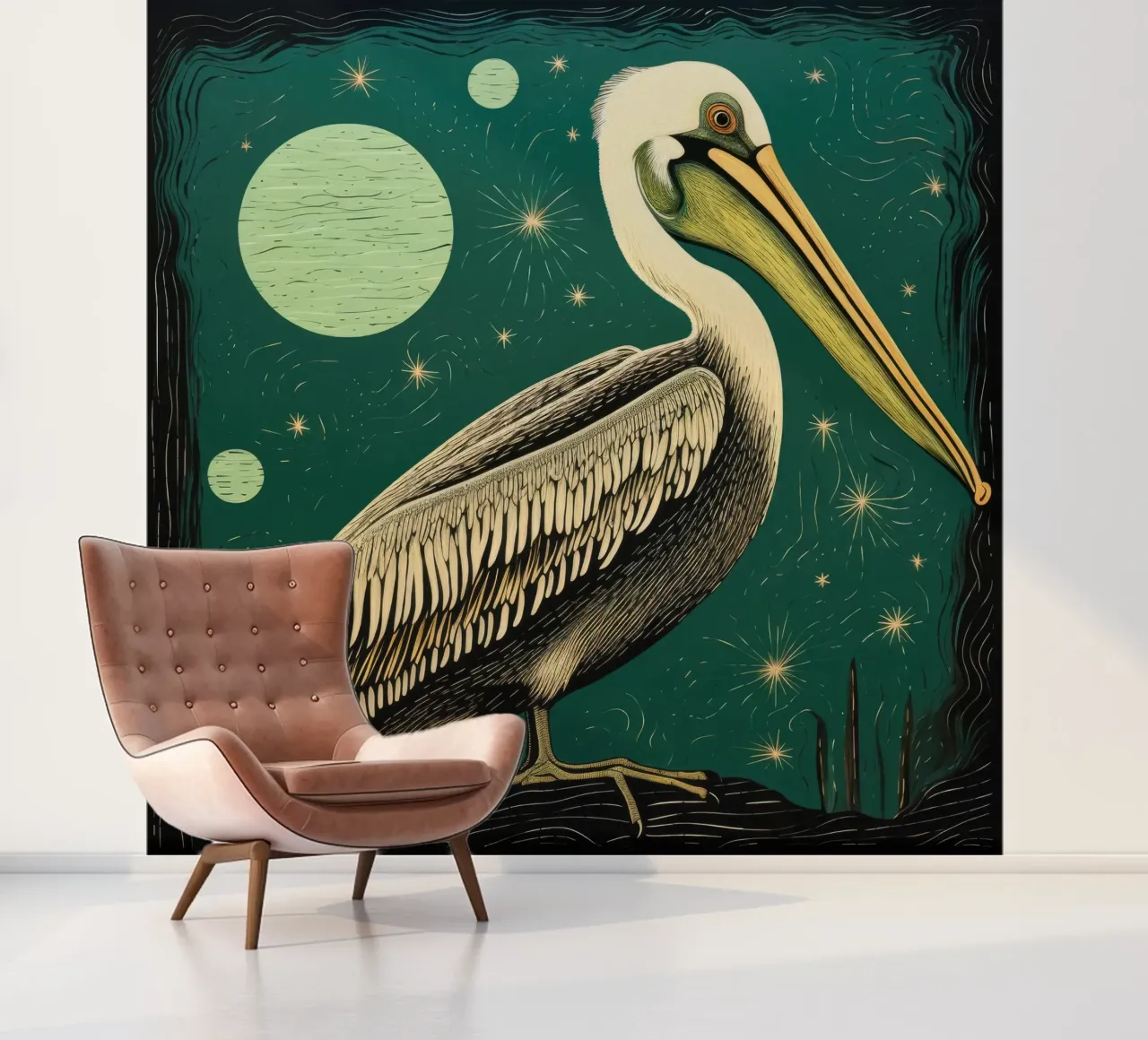 Green Pelican 3 photo wallpaper by Minimal Animal Art