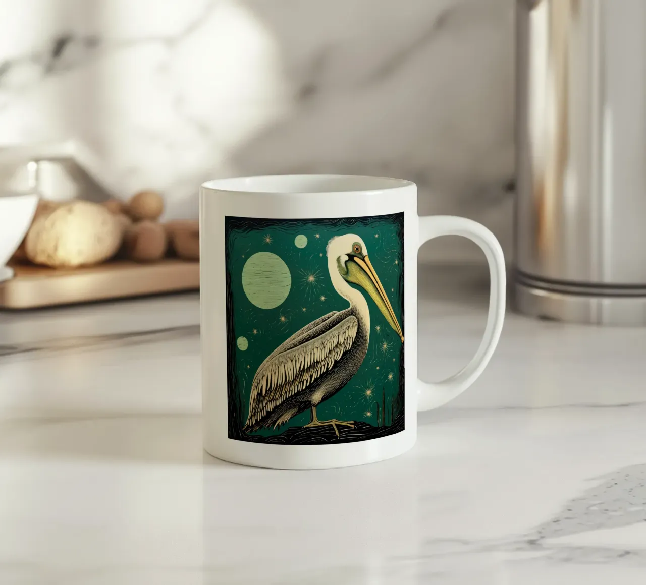 Pellicano verde 3 tazza in ceramica da Minimal Animal Art