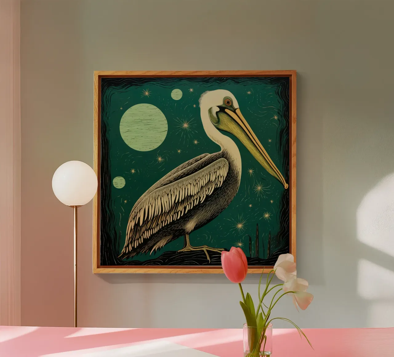 Pellicano verde plexiglass da Minimal Animal Art