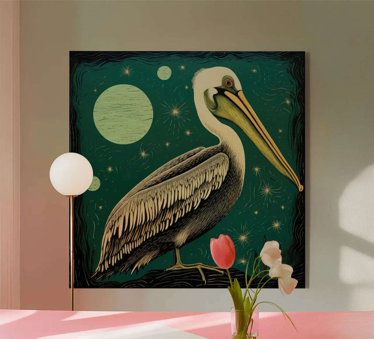 Pellicano verde plexiglass da Minimal Animal Art