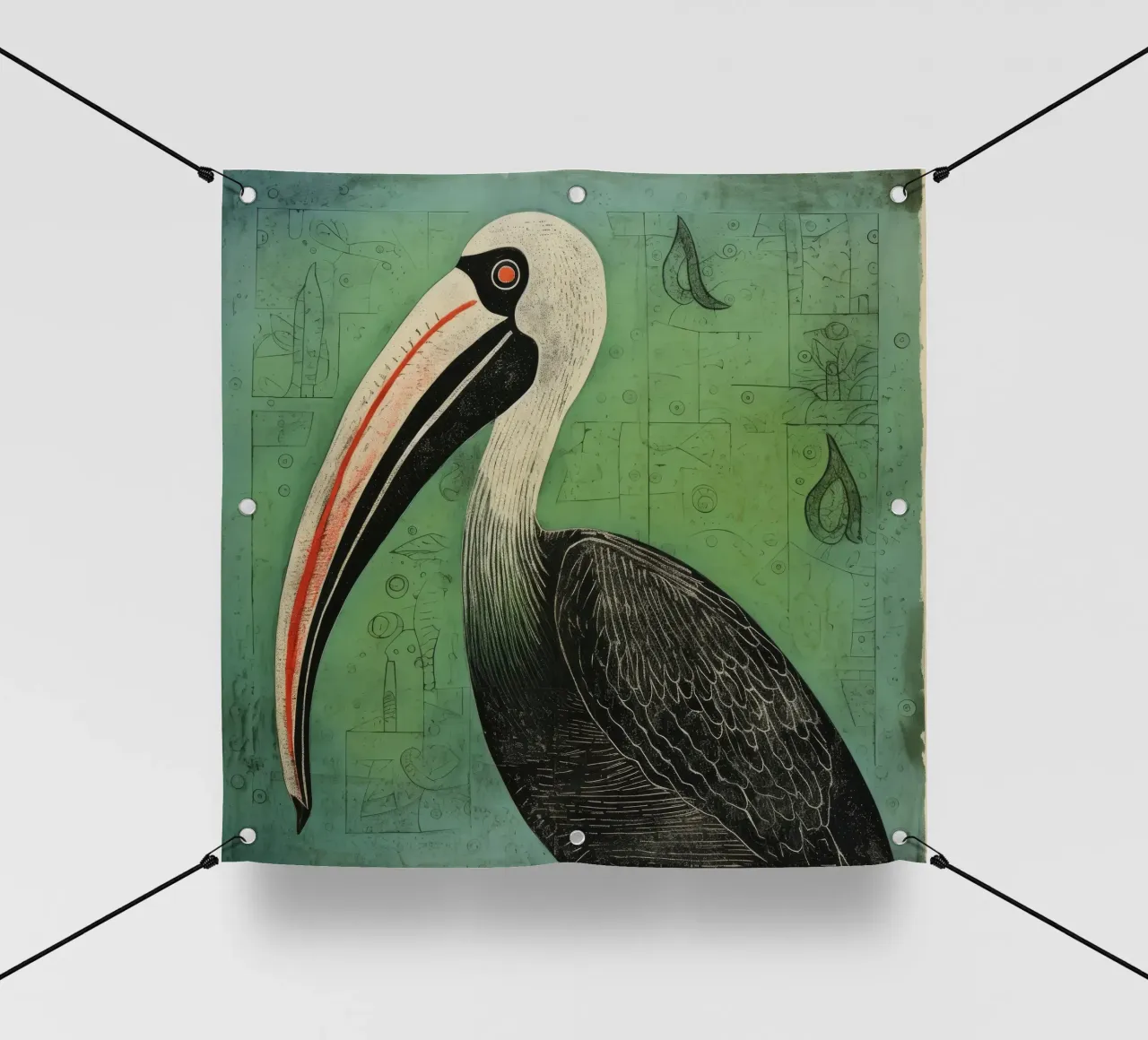 Pellicano verde 4 telo in pvc da Minimal Animal Art