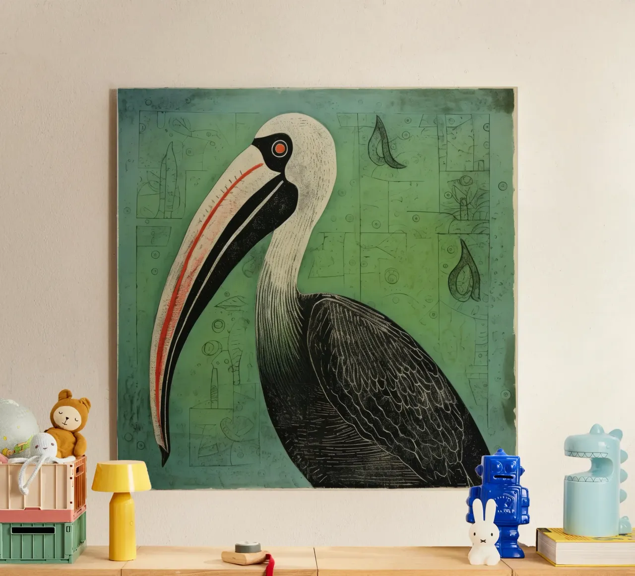 Pellicano verde plexiglass da Minimal Animal Art