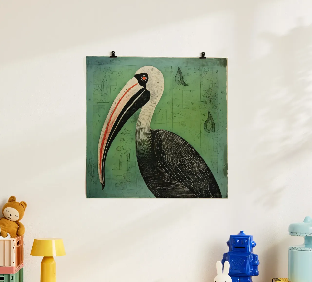 Pellicano verde 4 carta hahnemühle da Minimal Animal Art