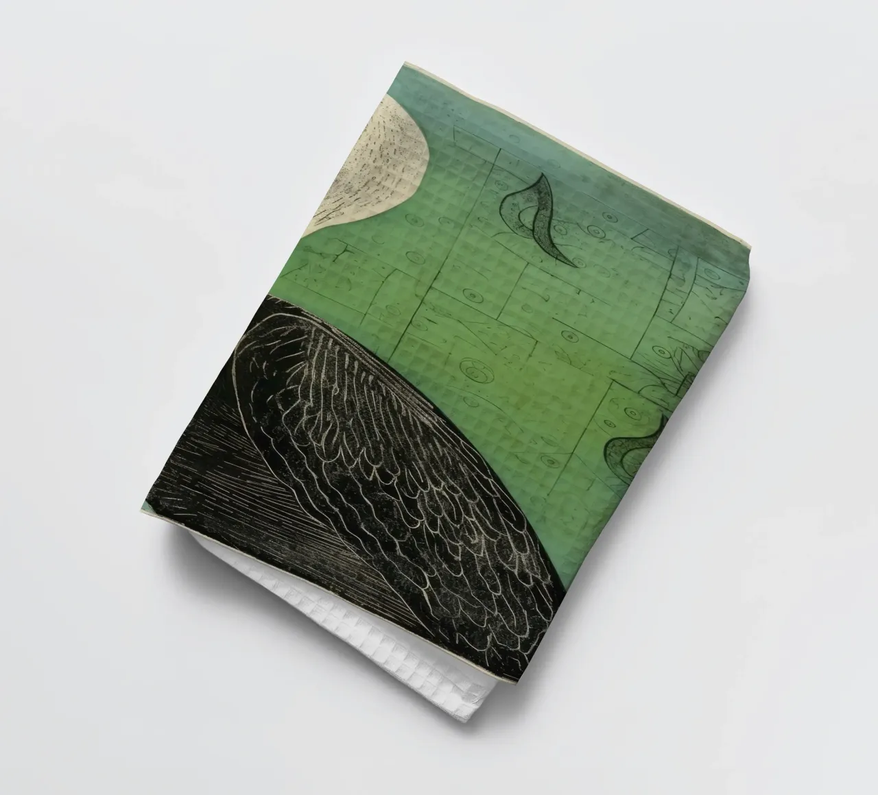 Green Pelican 4 tea towel by Minimal Animal Art