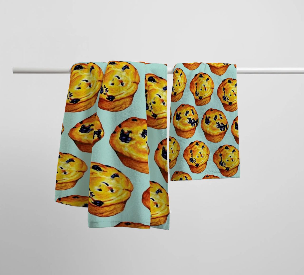 Blueberry Muffin Pattern asciugamano da bagno da Kelly Gilleran