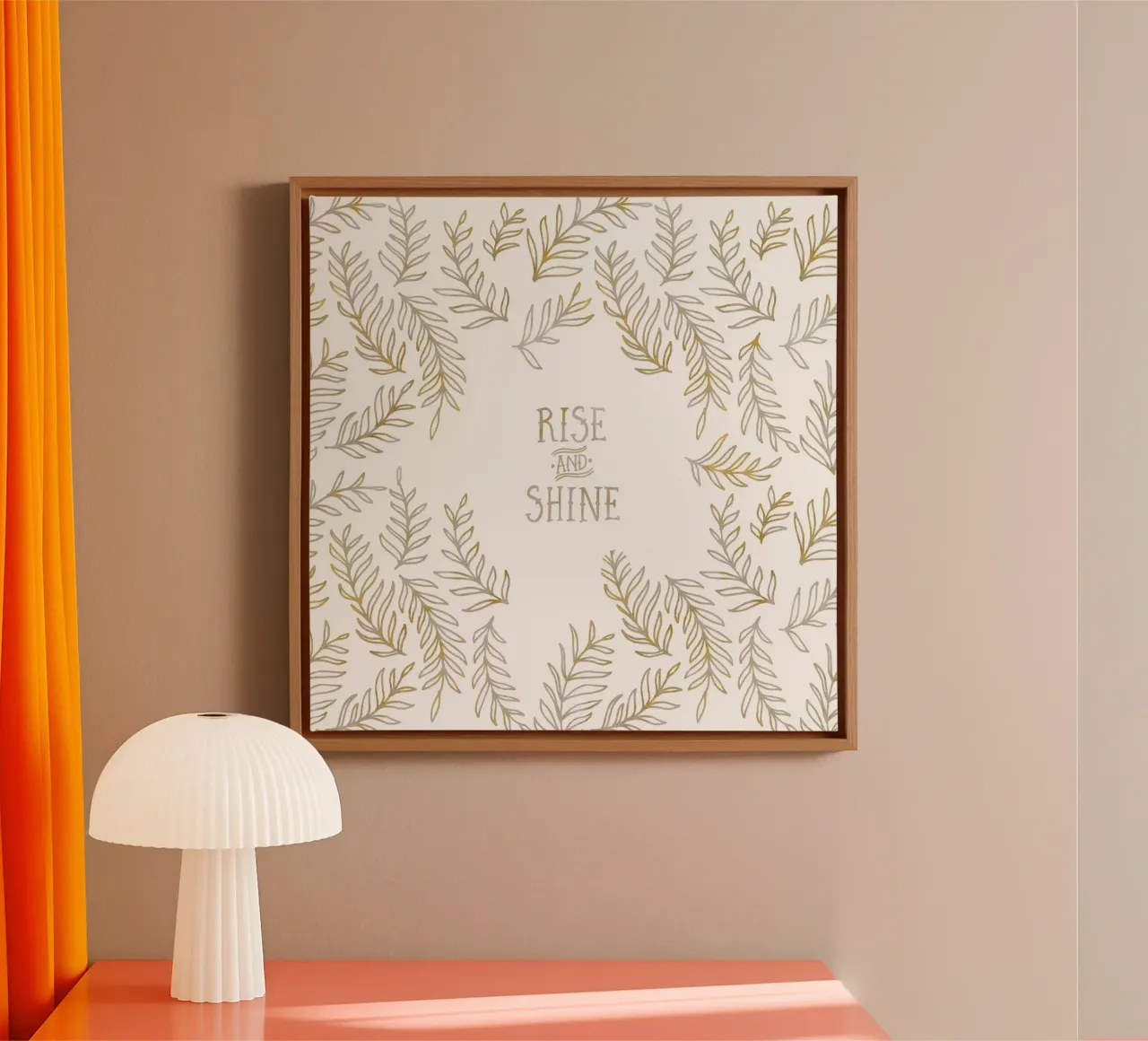 Grafik RISE & SHINE Leinwand mit Schattenfugenrahmen von Melanie Viola