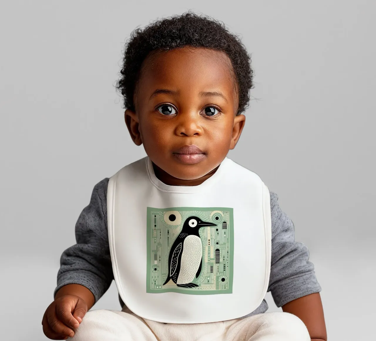 Grüner Pinguin 1 Babylätzchen von Minimal Animal Art