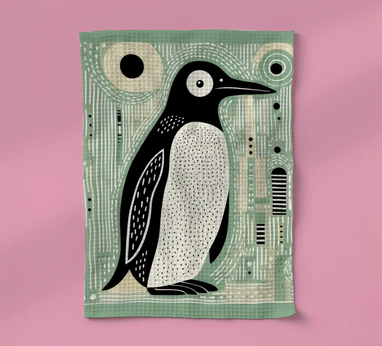 Pinguino Verde 1 canovaccio da cucina da Minimal Animal Art