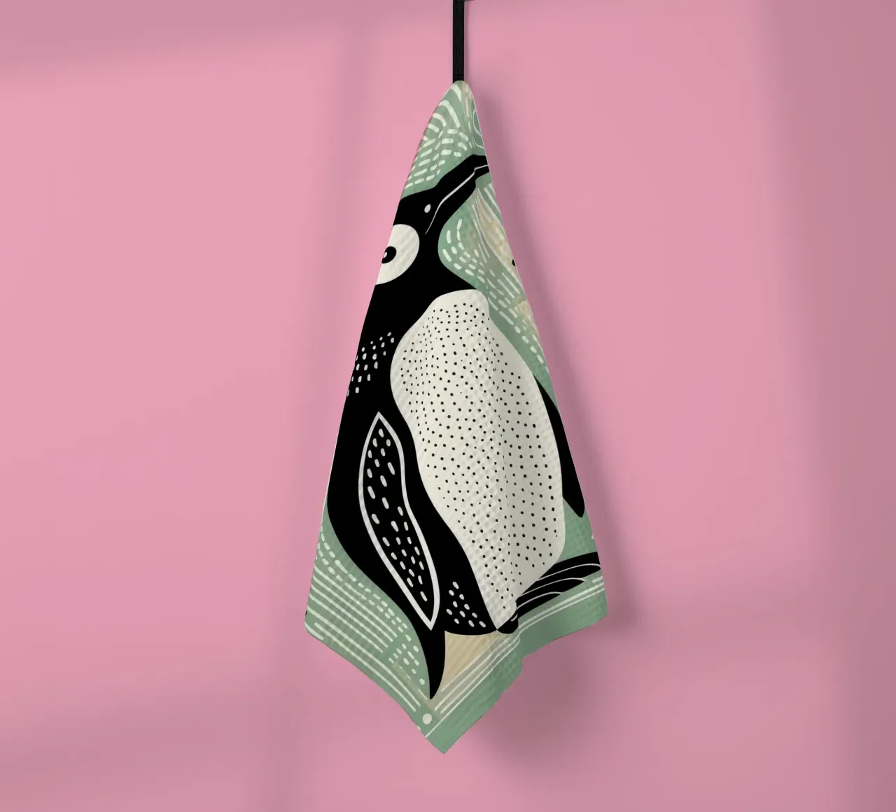Pinguino Verde 1 canovaccio da cucina da Minimal Animal Art