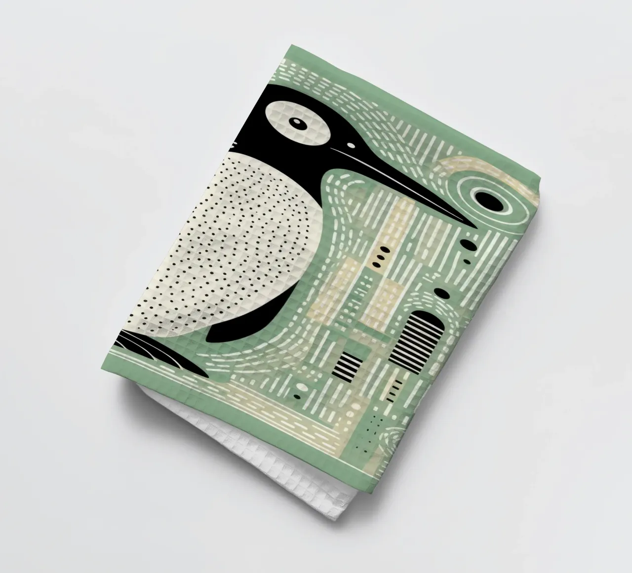 Pinguino Verde 1 canovaccio da cucina da Minimal Animal Art