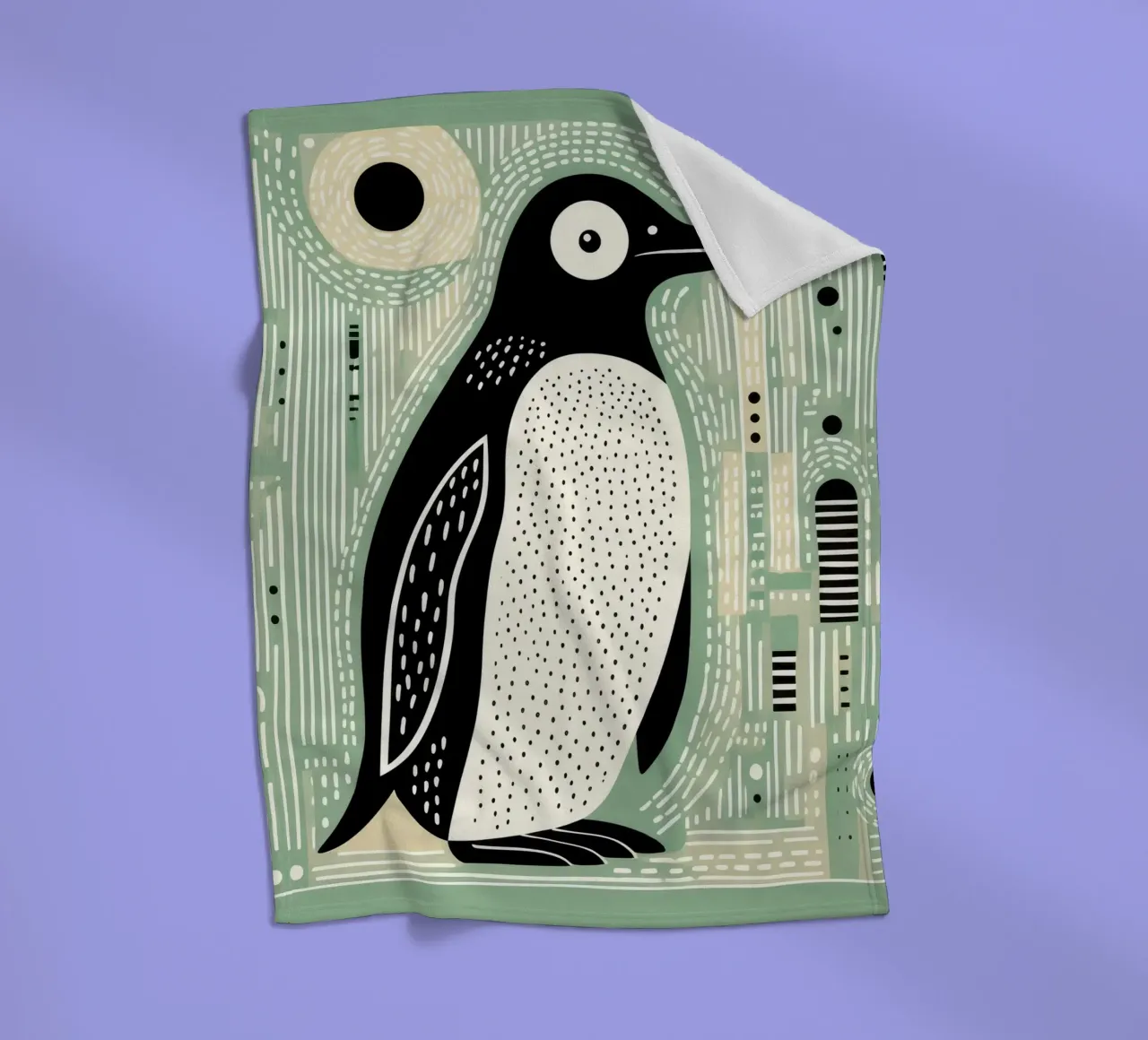 Pinguino Verde 1 coperta in pile da Minimal Animal Art