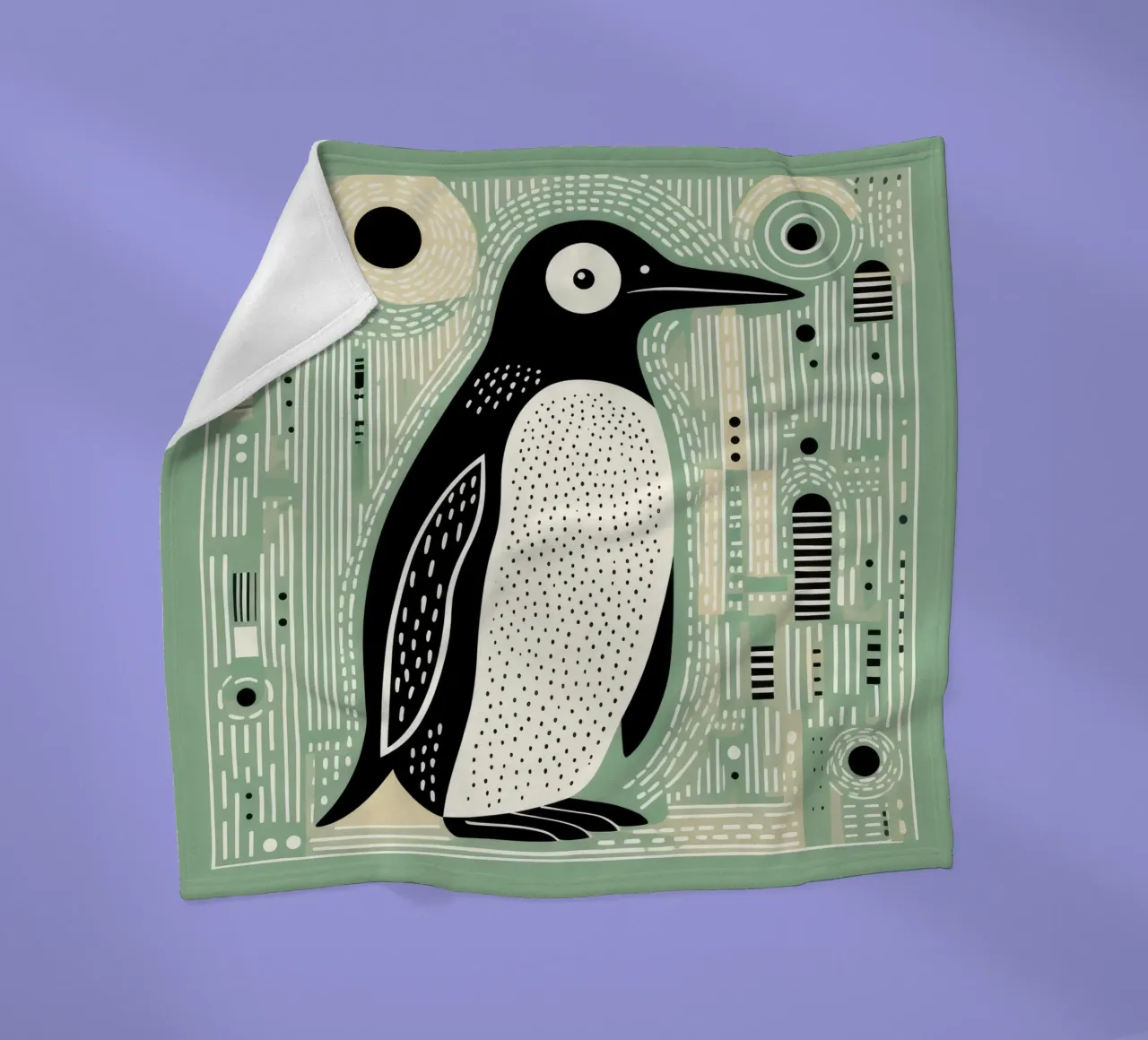 Pinguino Verde 1 coperta in pile da Minimal Animal Art